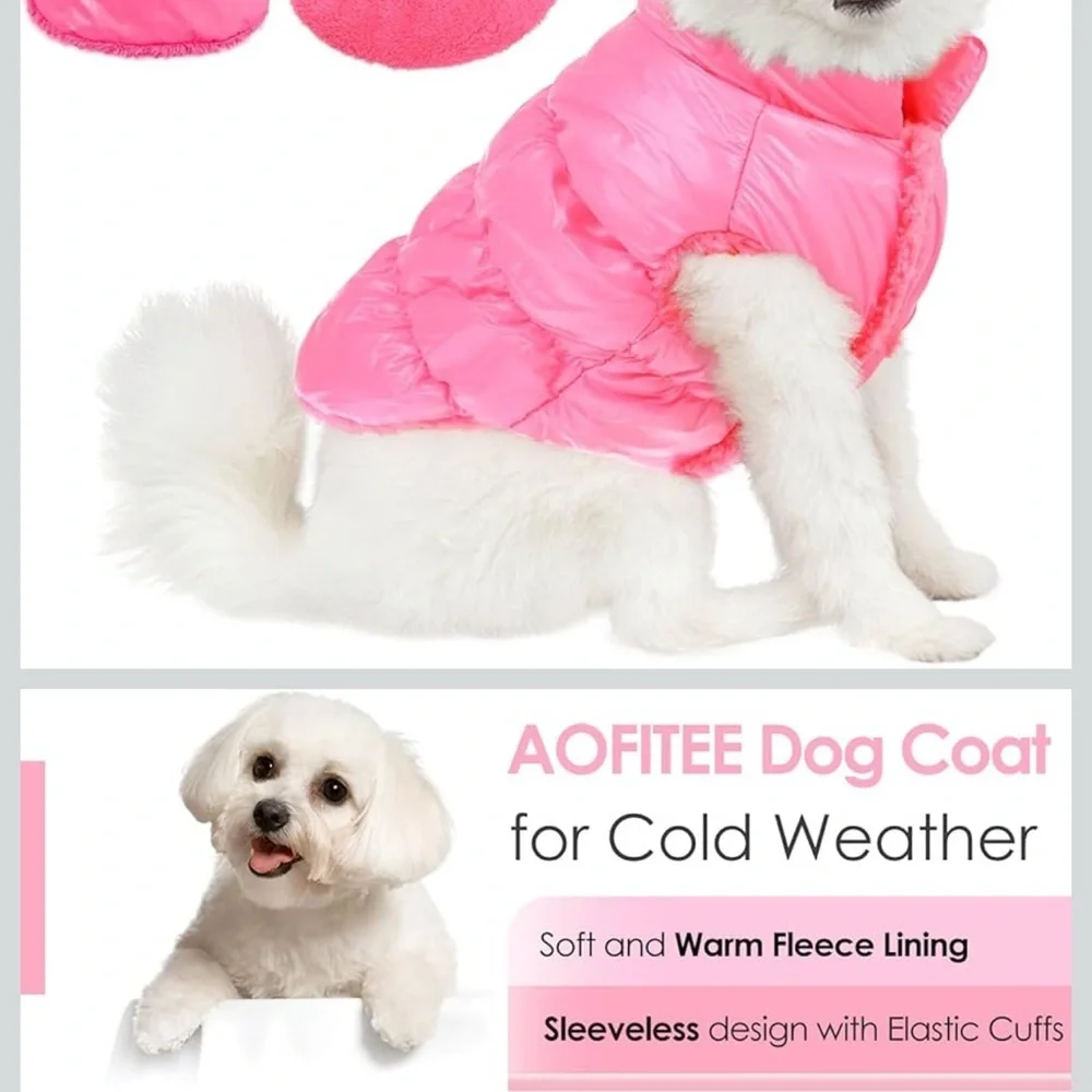 Brand new pink puffer dog jacket – Size Medium 💗🐶